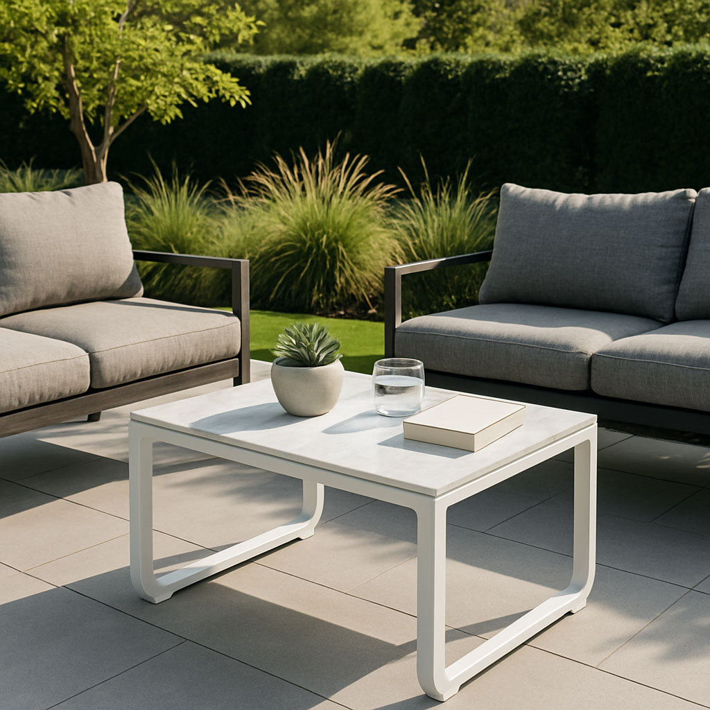 Rust-Resistant Rectangular Outdoor Coffee Table - 1-Tier Spacious Design For Balcony & Garden Lumendat