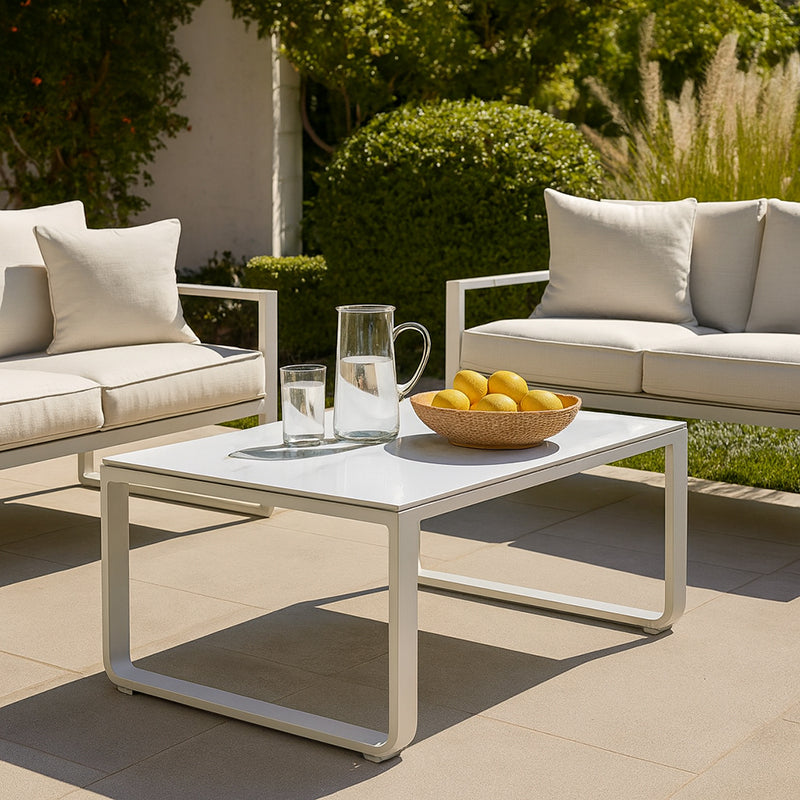 Rust-Resistant Rectangular Outdoor Coffee Table - 1-Tier Spacious Design For Balcony & Garden Lumendat