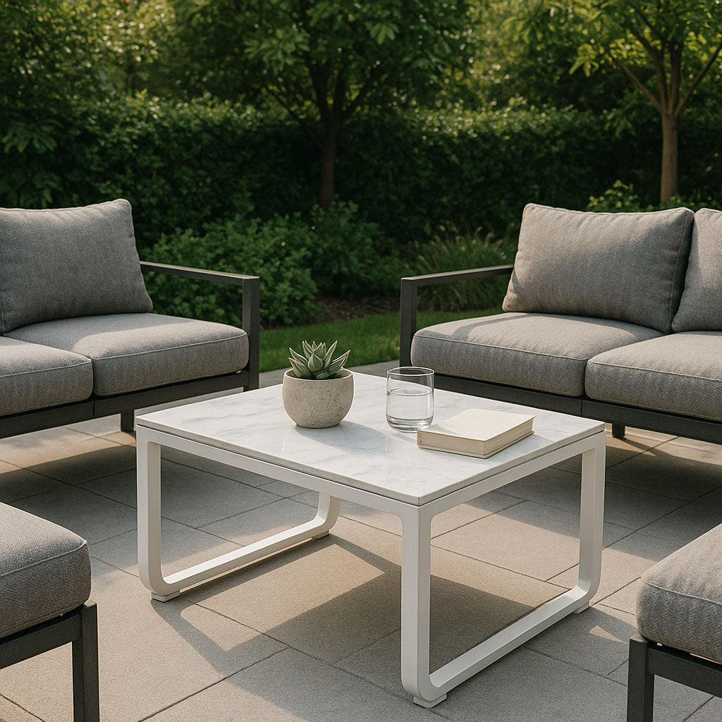 Rust-Resistant Rectangular Outdoor Coffee Table - 1-Tier Spacious Design For Balcony & Garden Lumendat