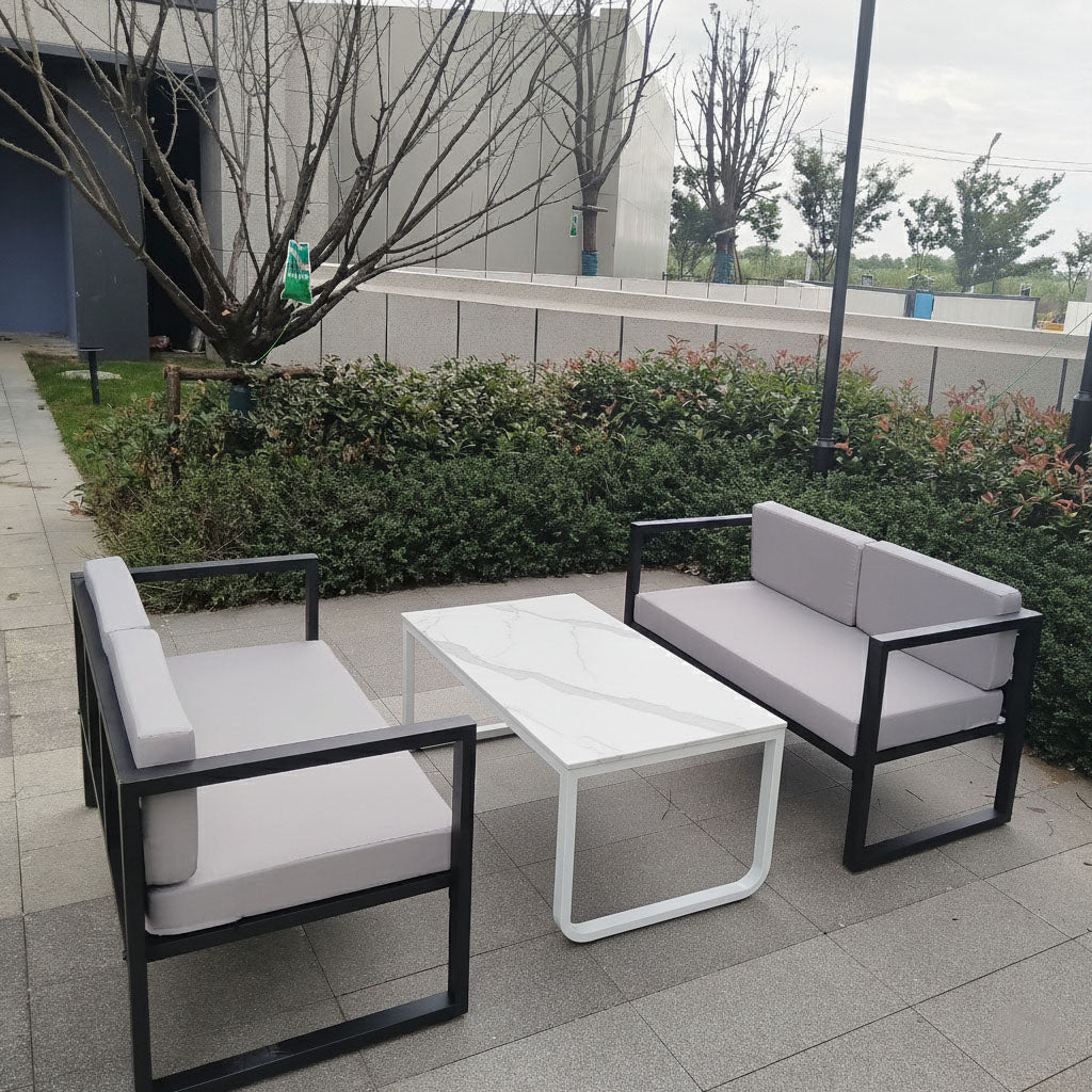 Rust-Resistant Rectangular Outdoor Coffee Table - 1-Tier Spacious Design For Balcony & Garden Lumendat