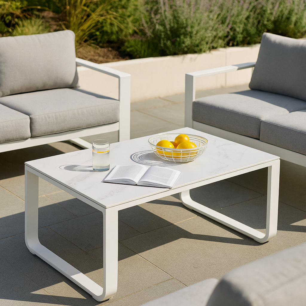 Rust-Resistant Rectangular Outdoor Coffee Table - 1-Tier Spacious Design For Balcony & Garden Lumendat