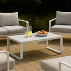 Rust-Resistant Rectangular Outdoor Coffee Table - 1-Tier Spacious Design For Balcony & Garden Lumendat