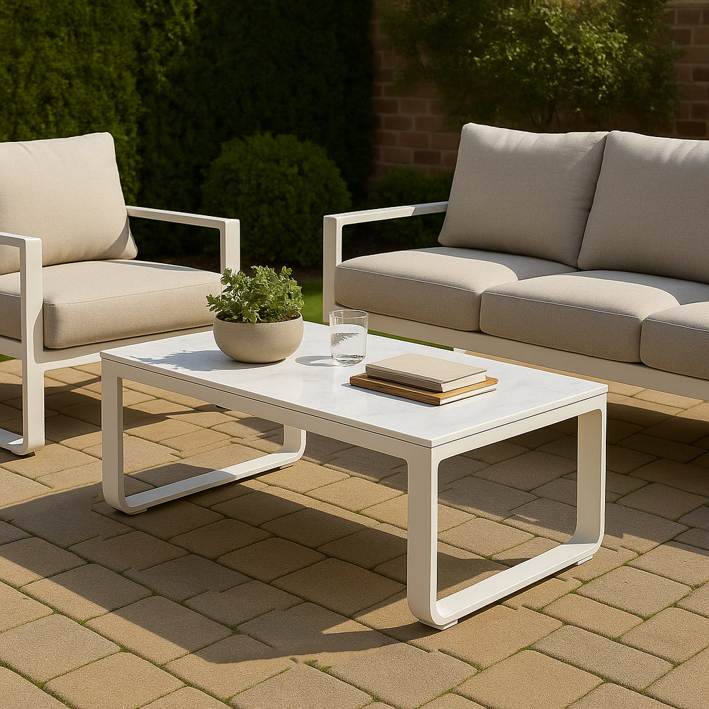 Rust-Resistant Rectangular Outdoor Coffee Table - 1-Tier Spacious Design For Balcony & Garden Lumendat