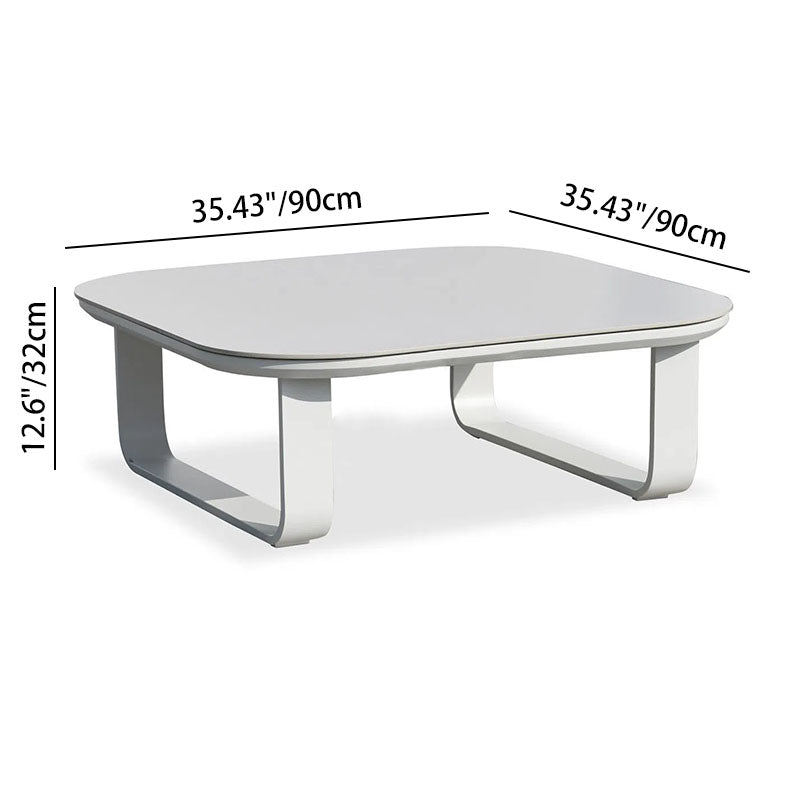 Sleek White Square Outdoor Coffee Table - 1-Tier Functional Design For Stylish Gardens & Outdoor Patios Lumendat