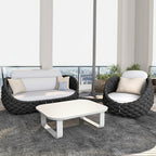 Sleek White Square Outdoor Coffee Table - 1-Tier Functional Design For Stylish Gardens & Outdoor Patios Lumendat