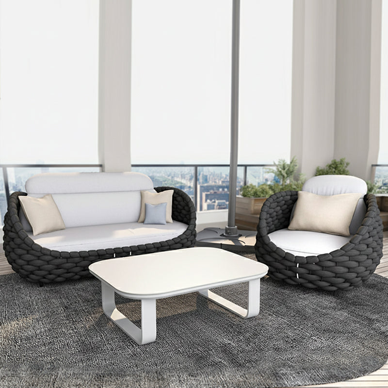 Sleek White Square Outdoor Coffee Table - 1-Tier Functional Design For Stylish Gardens & Outdoor Patios Lumendat