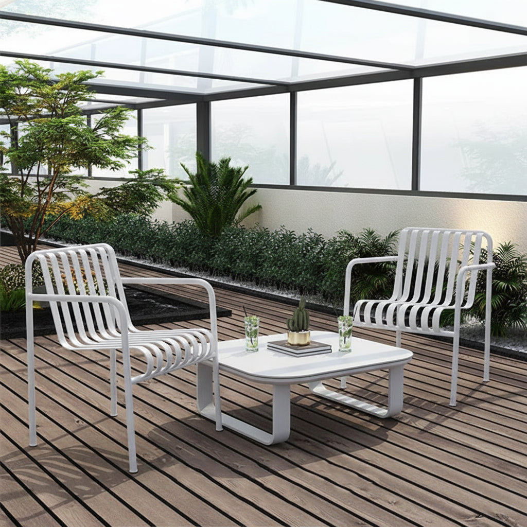 Sleek White Square Outdoor Coffee Table - 1-Tier Functional Design For Stylish Gardens & Outdoor Patios Lumendat