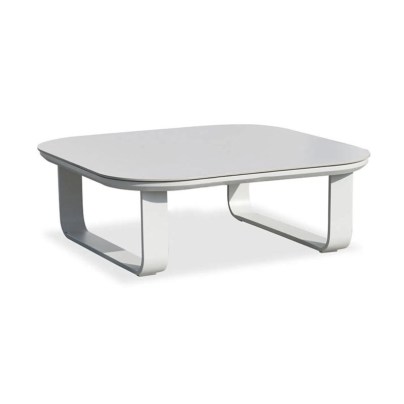 Sleek White Square Outdoor Coffee Table - 1-Tier Functional Design For Stylish Gardens & Outdoor Patios Lumendat