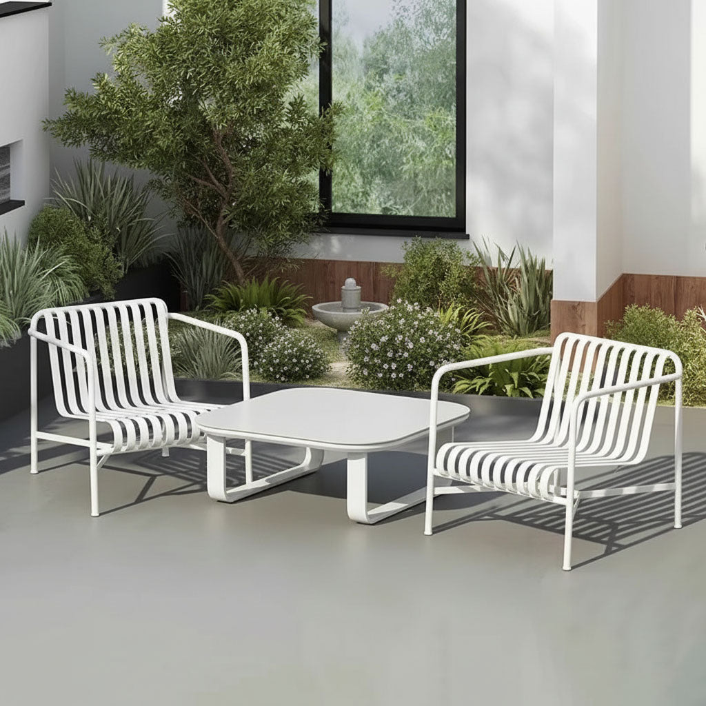 Sleek White Square Outdoor Coffee Table - 1-Tier Functional Design For Stylish Gardens & Outdoor Patios Lumendat