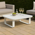 Sleek White Square Outdoor Coffee Table - 1-Tier Functional Design For Stylish Gardens & Outdoor Patios Lumendat