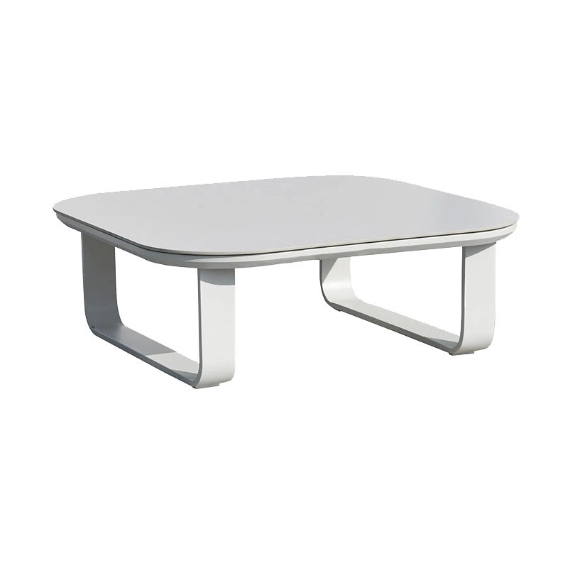 Sleek White Square Outdoor Coffee Table - 1-Tier Functional Design For Stylish Gardens & Outdoor Patios Lumendat