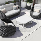 Sleek White Square Outdoor Coffee Table - 1-Tier Functional Design For Stylish Gardens & Outdoor Patios Lumendat