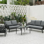 Industrial Style Sturdy Outdoor Coffee Table - 4-Leg Stability Strong Foundation For Balcony & Garden Lumendat
