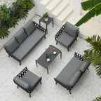 Industrial Style Sturdy Outdoor Coffee Table - 4-Leg Stability Strong Foundation For Balcony & Garden Lumendat