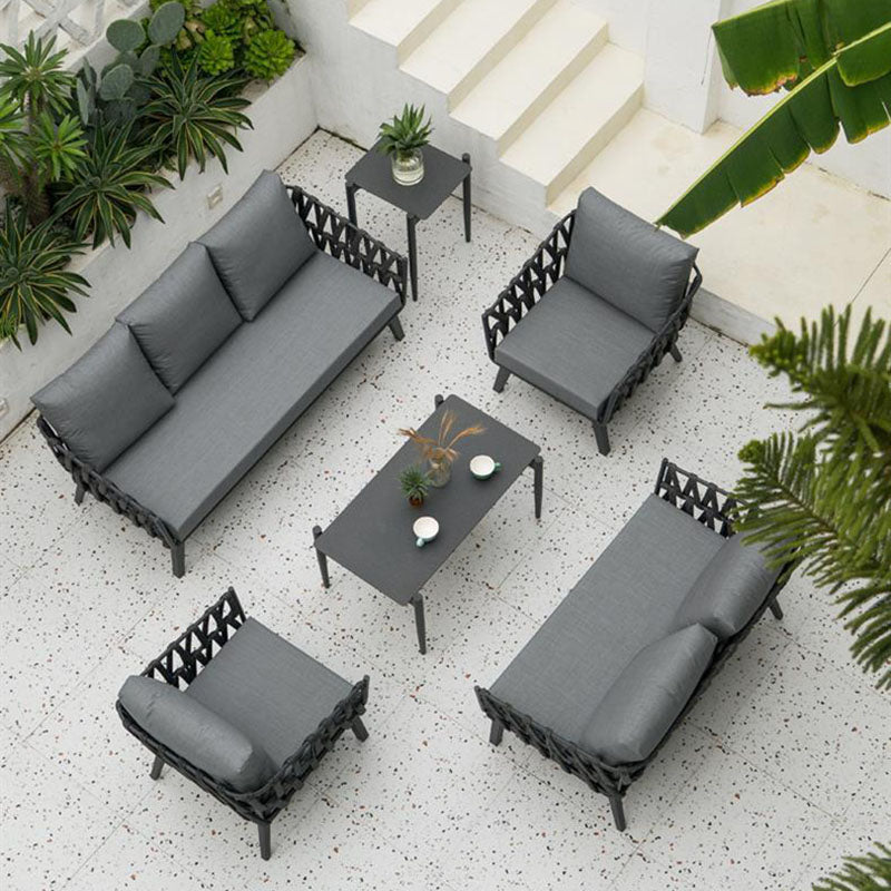Industrial Style Sturdy Outdoor Coffee Table - 4-Leg Stability Strong Foundation For Balcony & Garden Lumendat