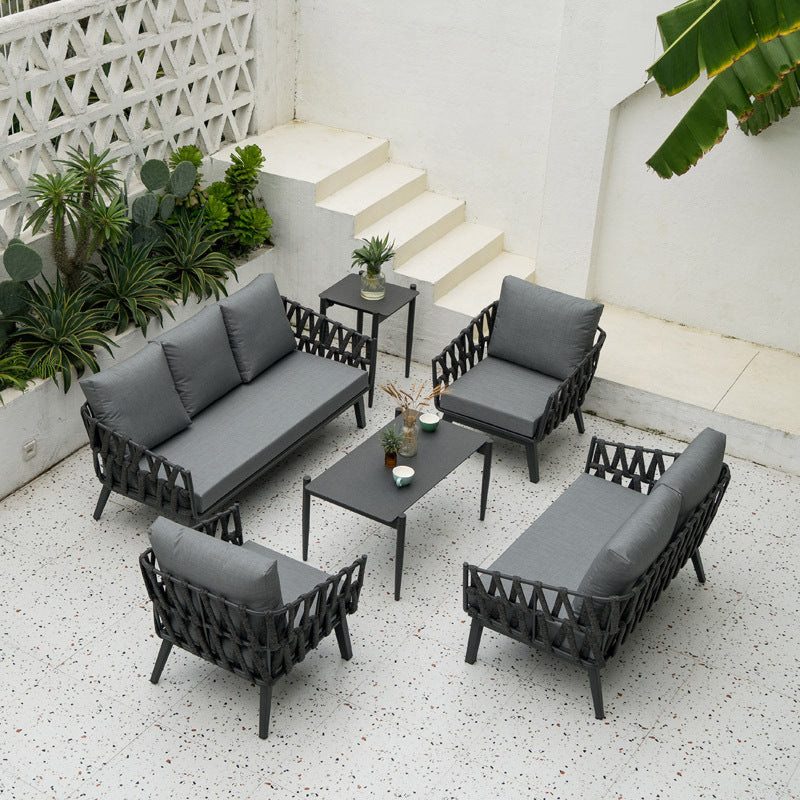 Industrial Style Sturdy Outdoor Coffee Table - 4-Leg Stability Strong Foundation For Balcony & Garden Lumendat