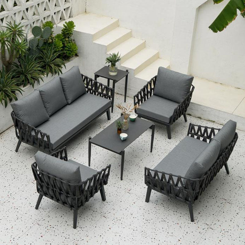 Industrial Style Sturdy Outdoor Coffee Table - 4-Leg Stability Strong Foundation For Balcony & Garden Lumendat