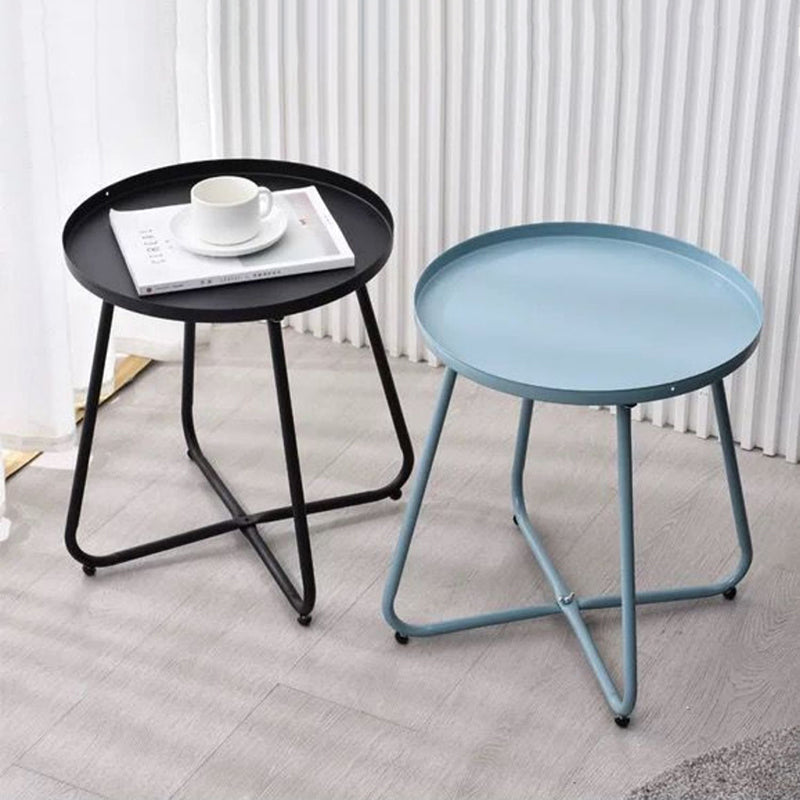 Simplicity Carbon Steel Outdoor End Table - Stable 2-Leg Design & Strong Weather Resistance For Garden Lumendat
