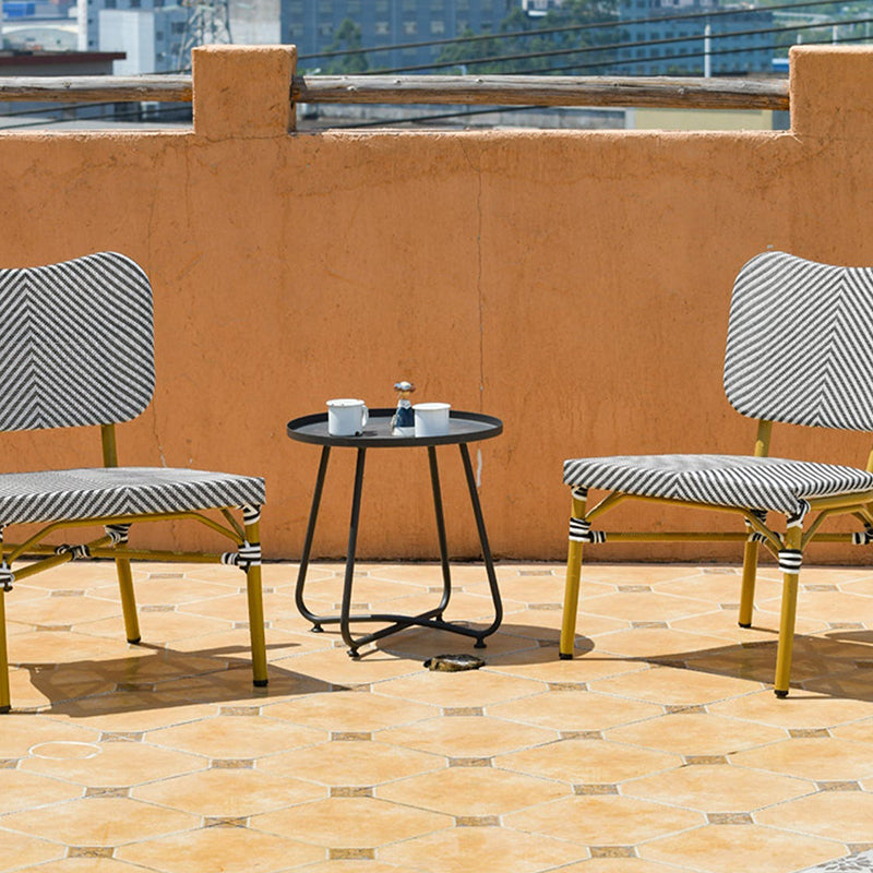 Simplicity Carbon Steel Outdoor End Table - Stable 2-Leg Design & Strong Weather Resistance For Garden Lumendat