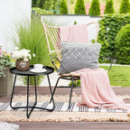 Simplicity Carbon Steel Outdoor End Table - Stable 2-Leg Design & Strong Weather Resistance For Garden Lumendat