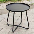 Simplicity Carbon Steel Outdoor End Table - Stable 2-Leg Design & Strong Weather Resistance For Garden Lumendat