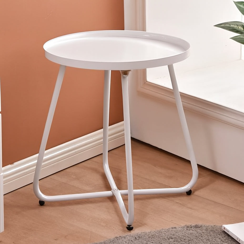 Simplicity Carbon Steel Outdoor End Table - Stable 2-Leg Design & Strong Weather Resistance For Garden Lumendat