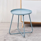 Simplicity Carbon Steel Outdoor End Table - Stable 2-Leg Design & Strong Weather Resistance For Garden Lumendat