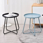 Simplicity Carbon Steel Outdoor End Table - Stable 2-Leg Design & Strong Weather Resistance For Garden Lumendat
