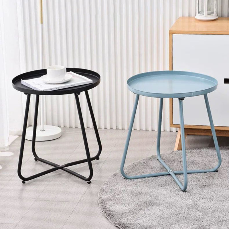 Simplicity Carbon Steel Outdoor End Table - Stable 2-Leg Design & Strong Weather Resistance For Garden Lumendat