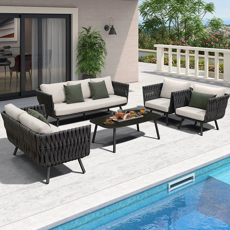 Minimalist Aluminum Outdoor Coffee Table - Sturdy 4-Leg Support & Rounded Corner Design For Outdoor Patios & Gardens Lumendat