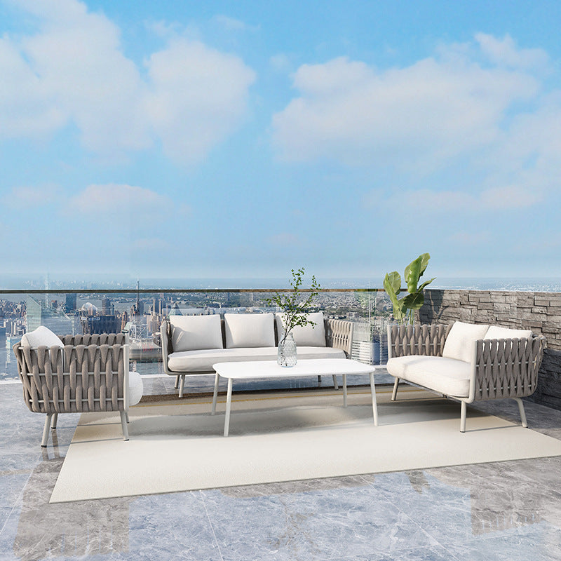 Minimalist Aluminum Outdoor Coffee Table - Sturdy 4-Leg Support & Rounded Corner Design For Outdoor Patios & Gardens Lumendat