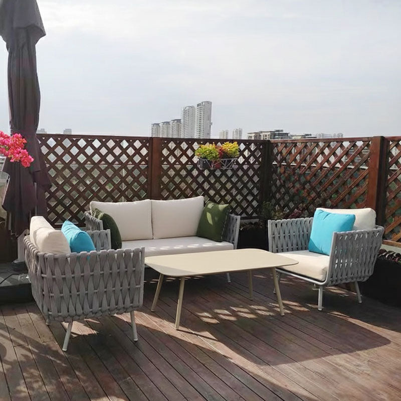 Minimalist Aluminum Outdoor Coffee Table - Sturdy 4-Leg Support & Rounded Corner Design For Outdoor Patios & Gardens Lumendat