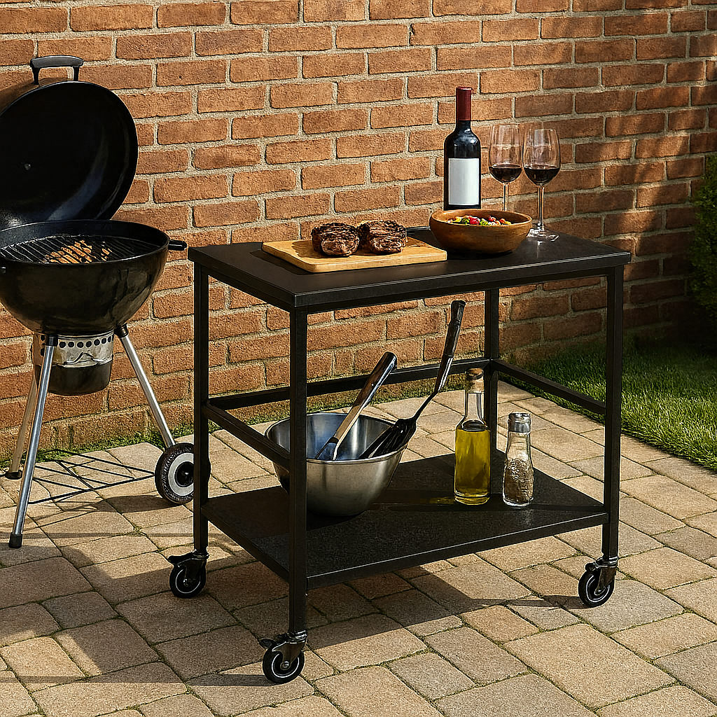 Versatile Outdoor Cart End Table - 2-Tier Movable Storage For Gardens & Outdoor Patios Lumendat