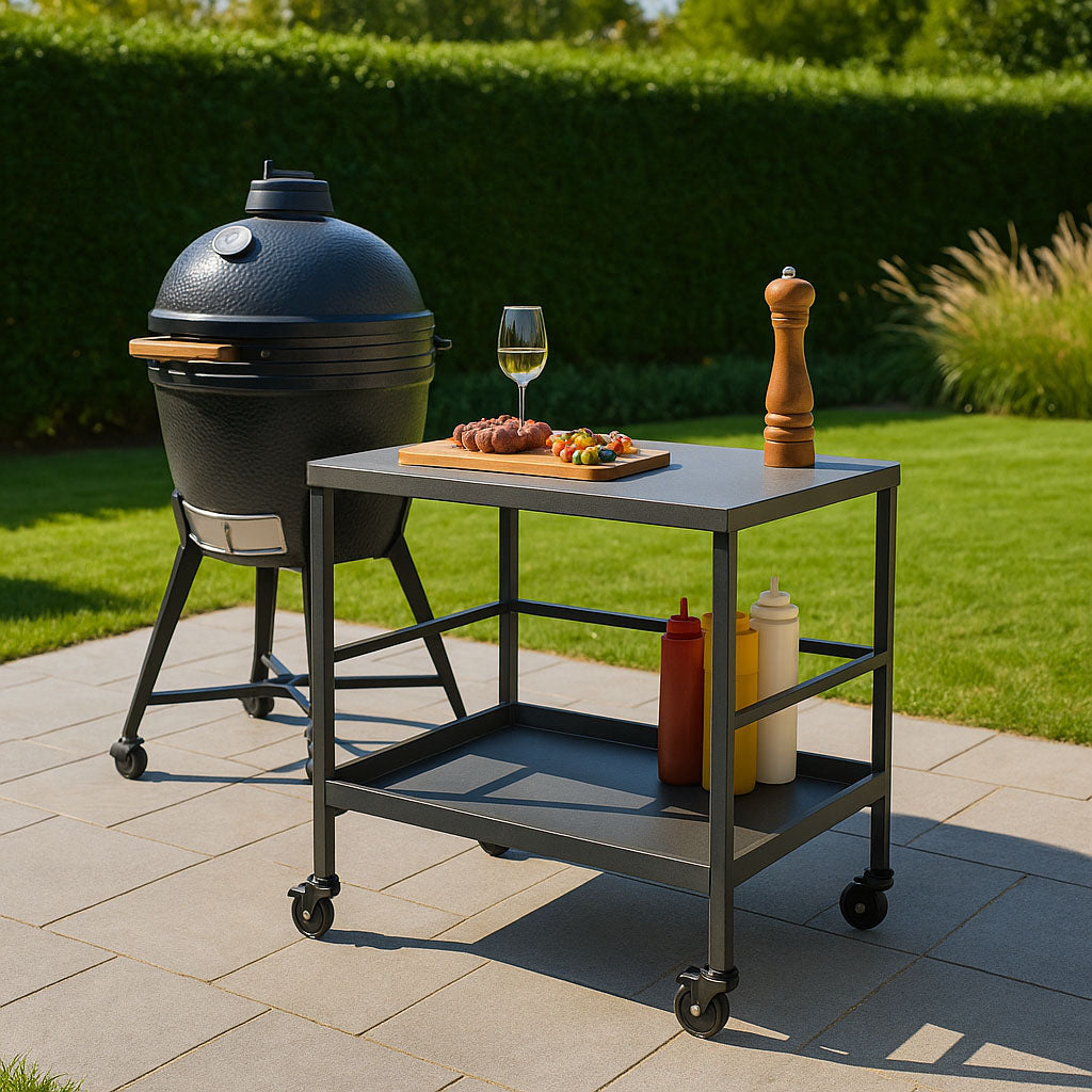 Versatile Outdoor Cart End Table - 2-Tier Movable Storage For Gardens & Outdoor Patios Lumendat