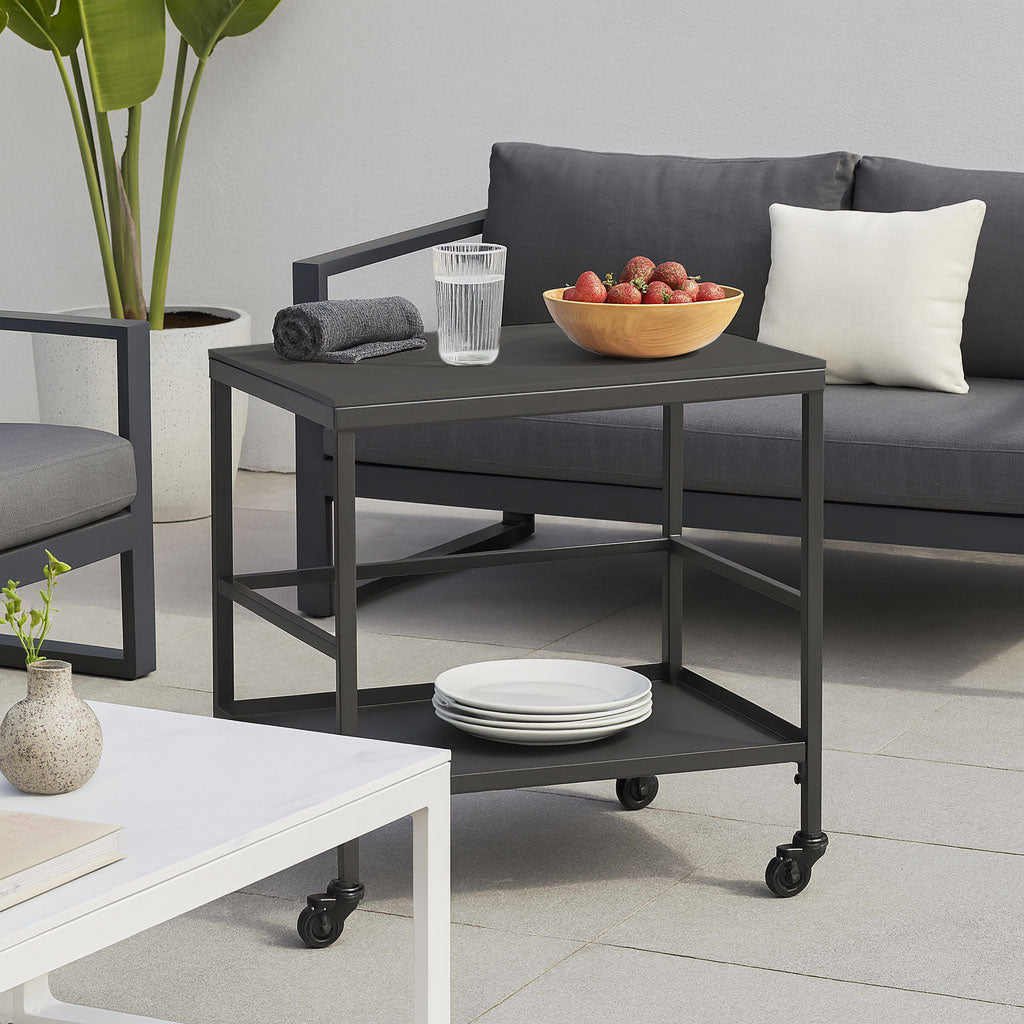Versatile Outdoor Cart End Table - 2-Tier Movable Storage For Gardens & Outdoor Patios Lumendat