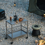 Versatile Outdoor Cart End Table - 2-Tier Movable Storage For Gardens & Outdoor Patios Lumendat