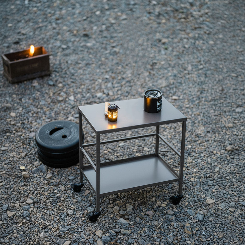 Versatile Outdoor Cart End Table - 2-Tier Movable Storage For Gardens & Outdoor Patios Lumendat