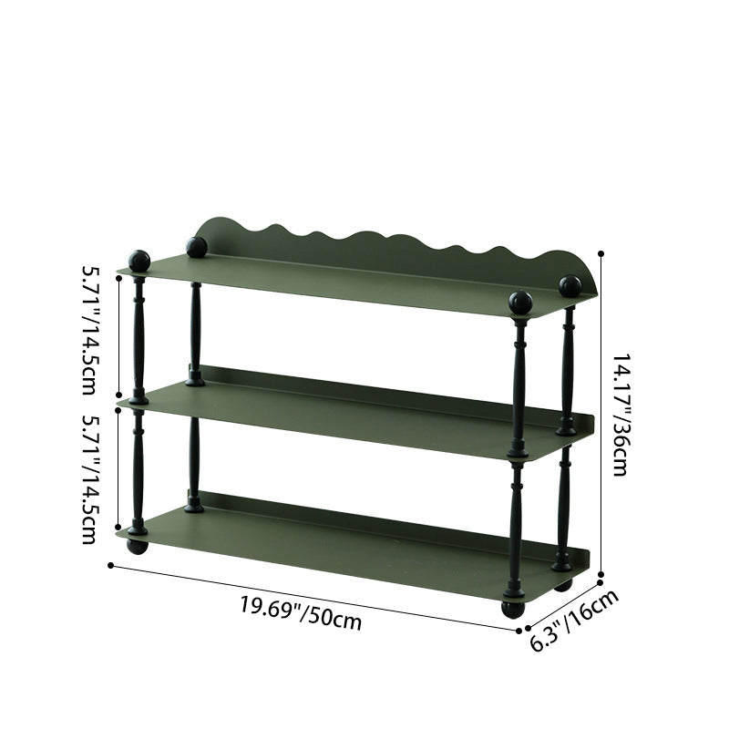 Contemporary Nordic Iron Wave-Edge Rectangular Storage Rack Side Table With 3 Tiers For Kitchen And Living Room Lumendat