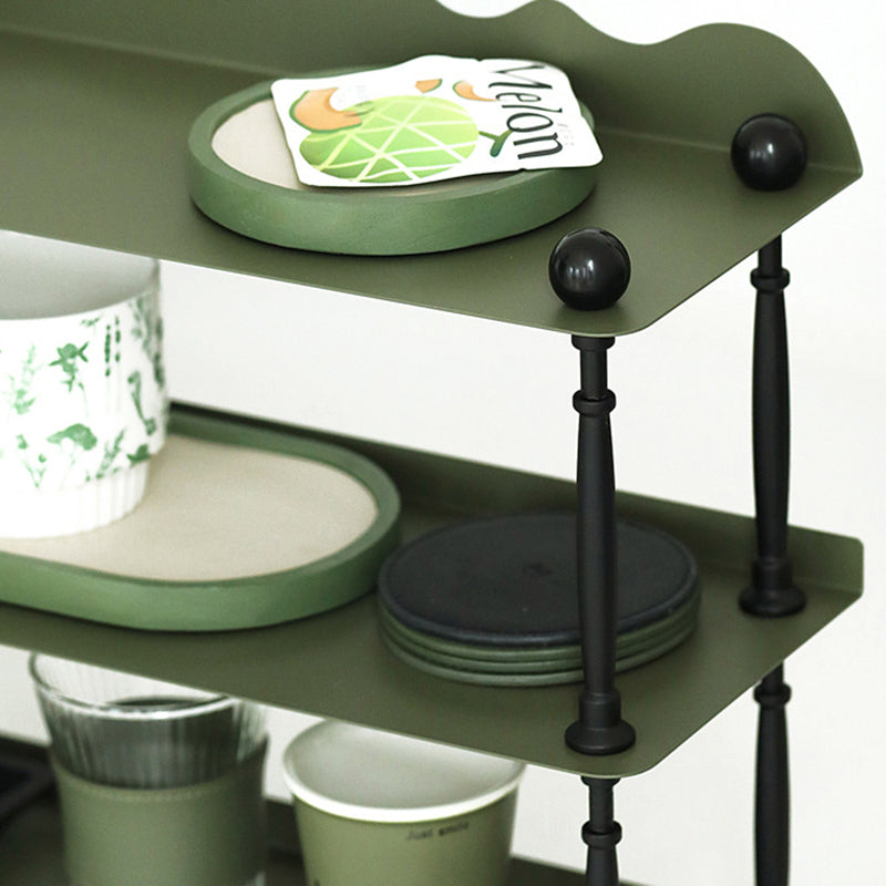 Contemporary Nordic Iron Wave-Edge Rectangular Storage Rack Side Table With 3 Tiers For Kitchen And Living Room Lumendat