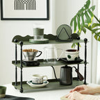 Contemporary Nordic Iron Wave-Edge Rectangular Storage Rack Side Table With 3 Tiers For Kitchen And Living Room Lumendat