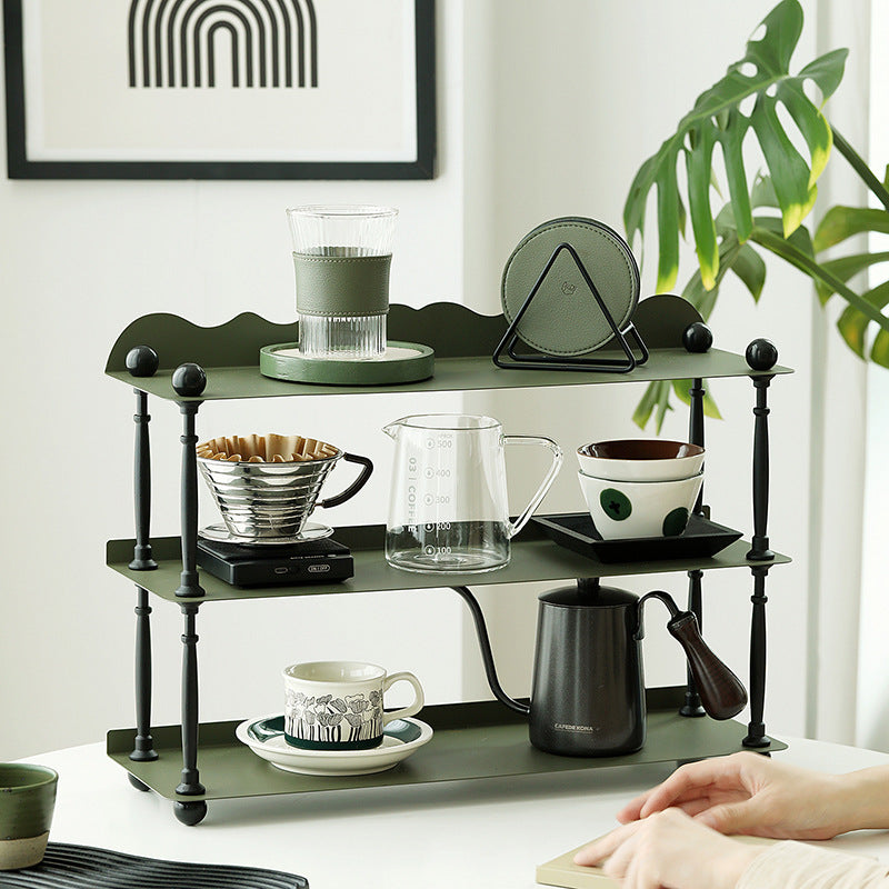 Contemporary Nordic Iron Wave-Edge Rectangular Storage Rack Side Table With 3 Tiers For Kitchen And Living Room Lumendat