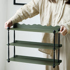 Contemporary Nordic Iron Wave-Edge Rectangular Storage Rack Side Table With 3 Tiers For Kitchen And Living Room Lumendat