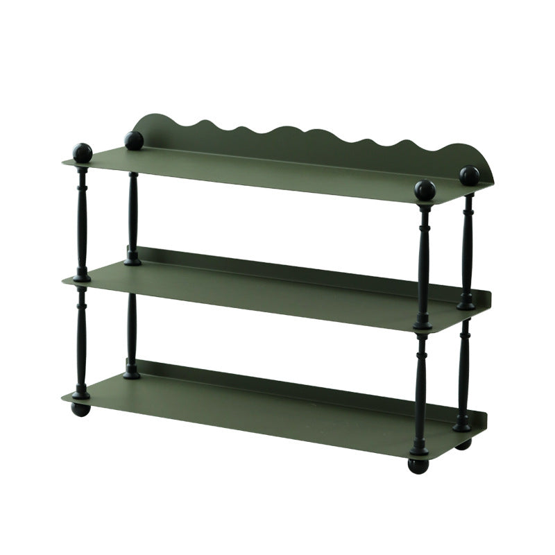 Contemporary Nordic Iron Wave-Edge Rectangular Storage Rack Side Table With 3 Tiers For Kitchen And Living Room Lumendat