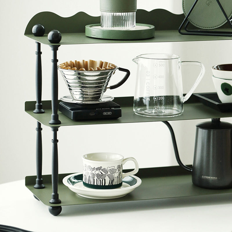 Contemporary Nordic Iron Wave-Edge Rectangular Storage Rack Side Table With 3 Tiers For Kitchen And Living Room Lumendat
