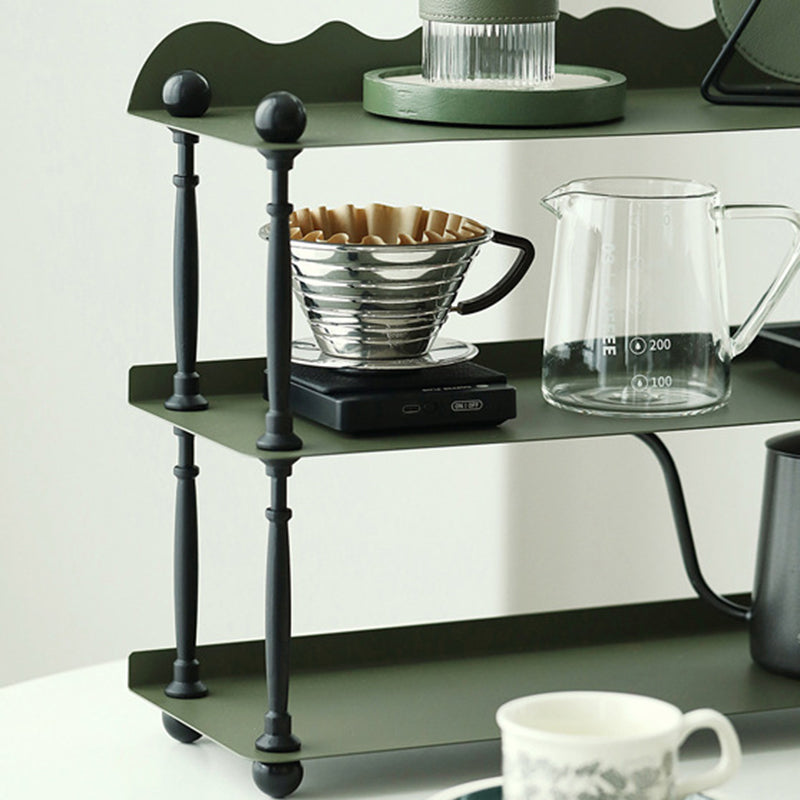 Contemporary Nordic Iron Wave-Edge Rectangular Storage Rack Side Table With 3 Tiers For Kitchen And Living Room Lumendat