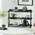 Contemporary Nordic Iron Wave-Edge Rectangular Storage Rack Side Table With 3 Tiers For Kitchen And Living Room Lumendat