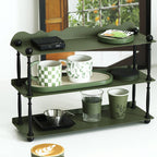 Contemporary Nordic Iron Wave-Edge Rectangular Storage Rack Side Table With 3 Tiers For Kitchen And Living Room Lumendat