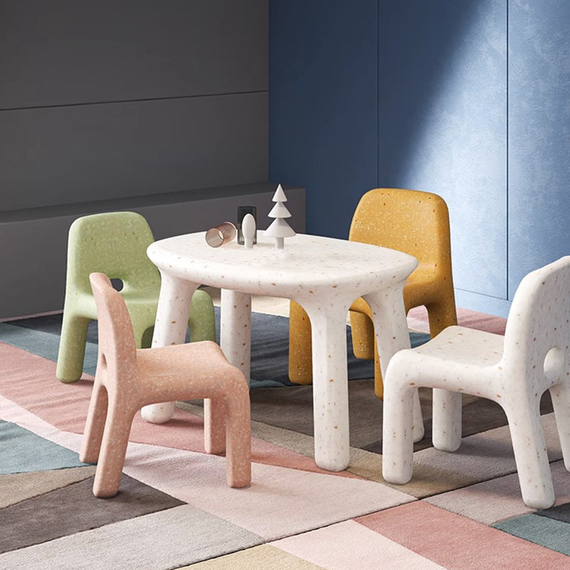 Lumendat Contemporary Nordic PE Oval Kids Colorful Safe Desk & Chair Set For Living Room & Study Lumendat