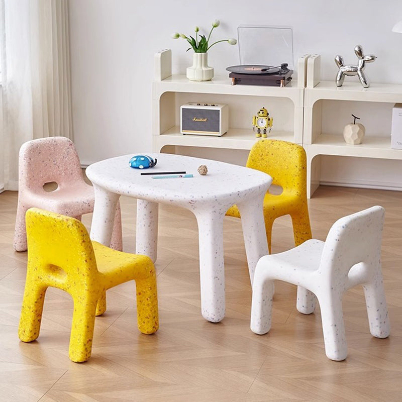Lumendat Contemporary Nordic PE Oval Kids Colorful Safe Desk & Chair Set For Living Room & Study Lumendat