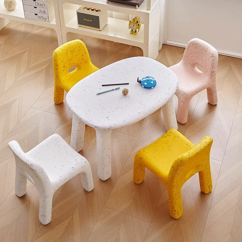 Lumendat Contemporary Nordic PE Oval Kids Colorful Safe Desk & Chair Set For Living Room & Study Lumendat